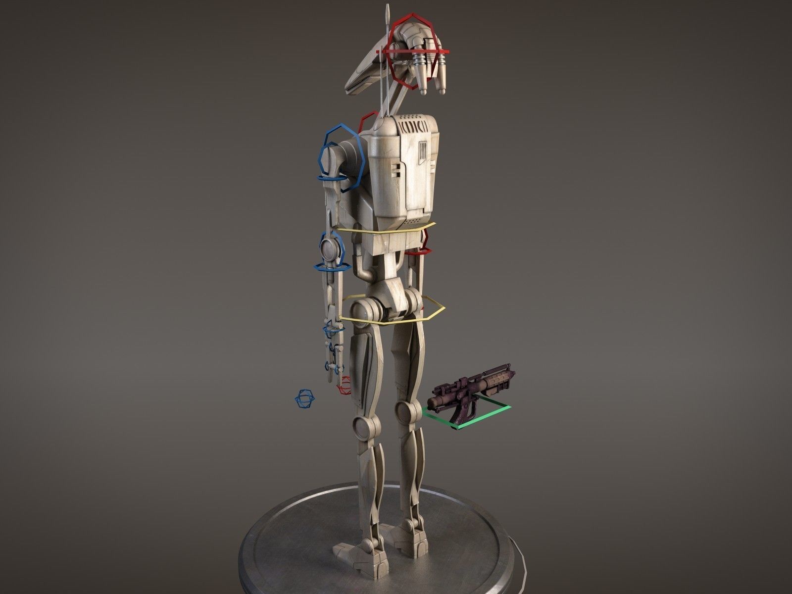 Star Wars Battle Droid rigged for Maya 3D model_10
