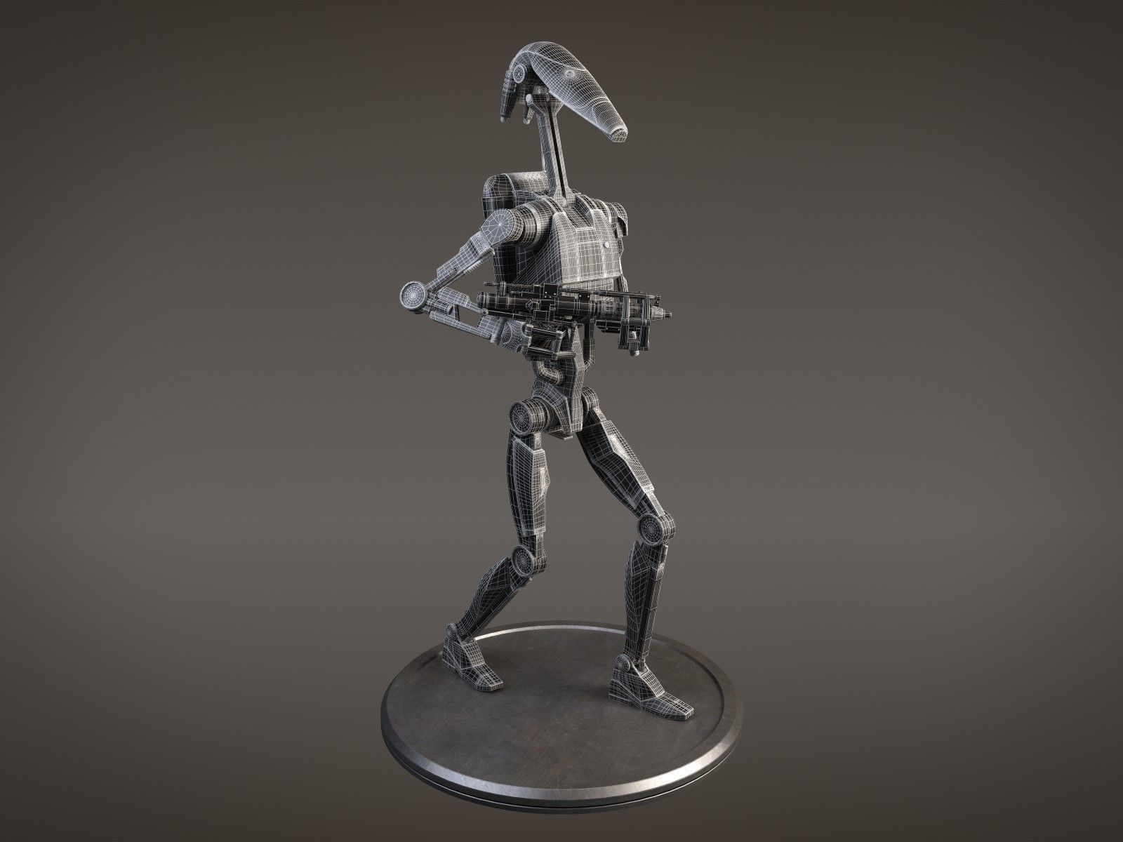 Star Wars Battle Droid rigged for Maya 3D model_15