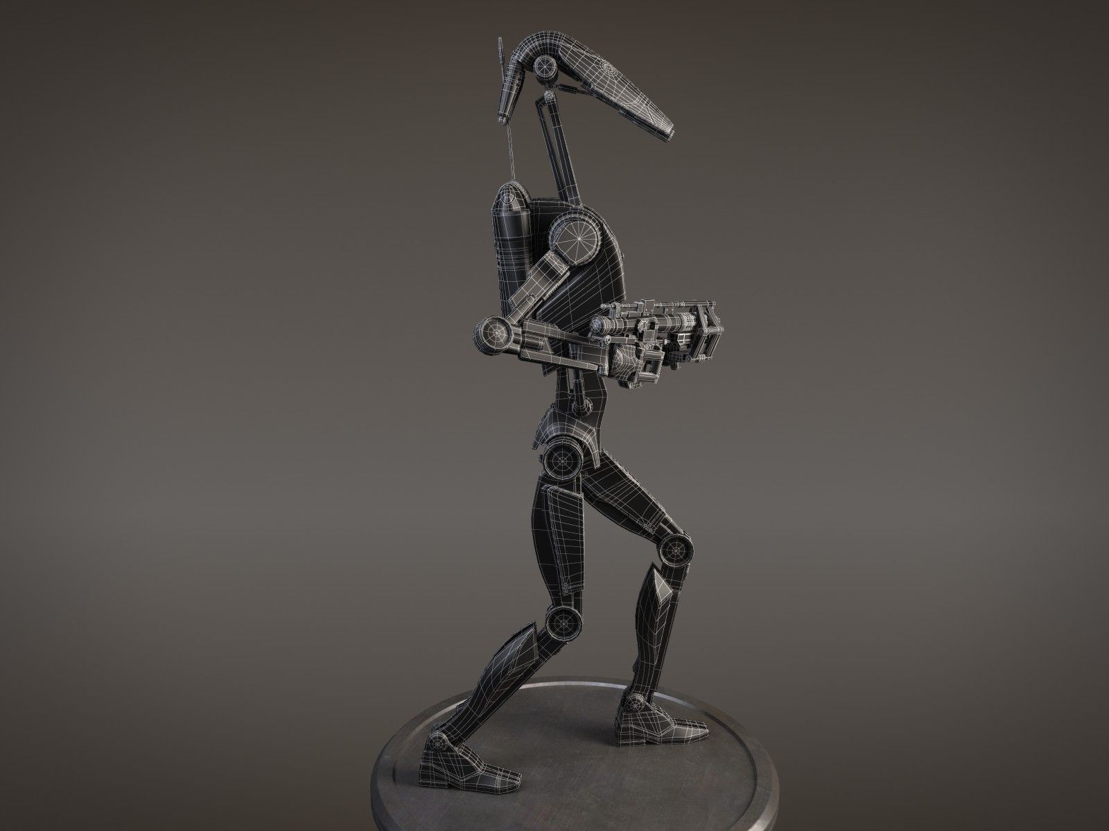 Star Wars Battle Droid rigged for Maya 3D model_21