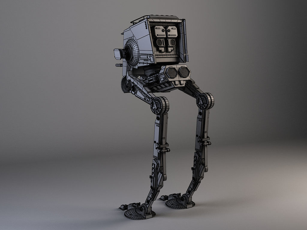 Star Wars AT-ST rigged for Maya 3D model_11