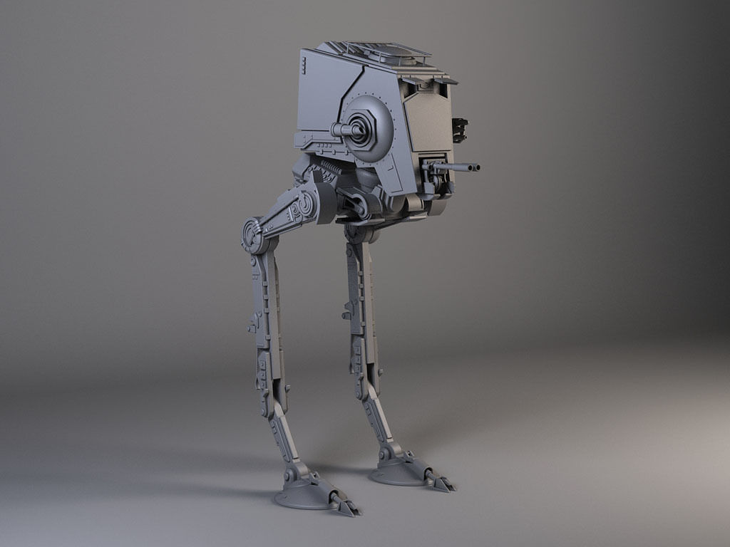 Star Wars AT-ST rigged for Maya 3D model_8