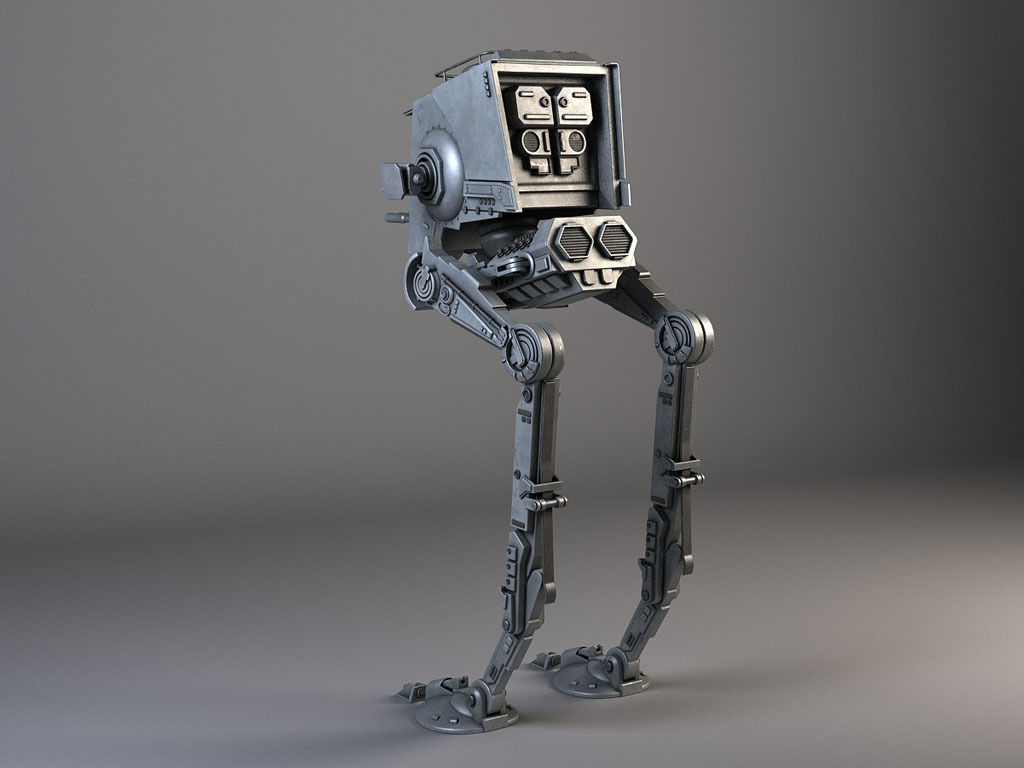 Star Wars AT-ST rigged for Maya 3D model_1