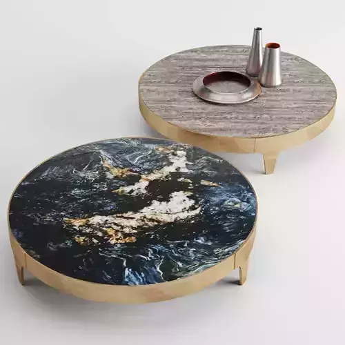 SR-Table coffee table with marble top and gold legs