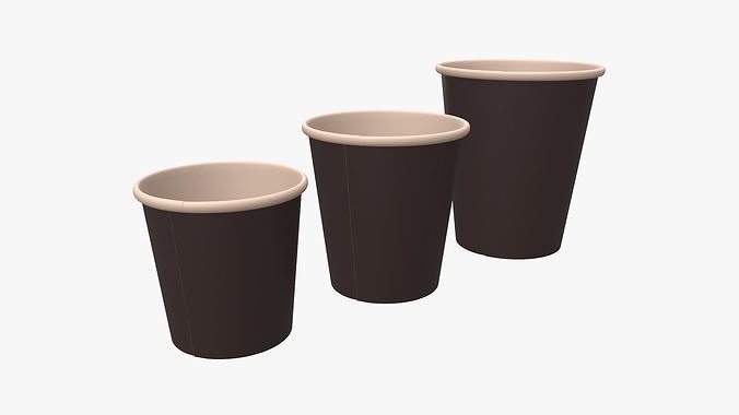 Recycled small paper coffee espresso cups 3D model