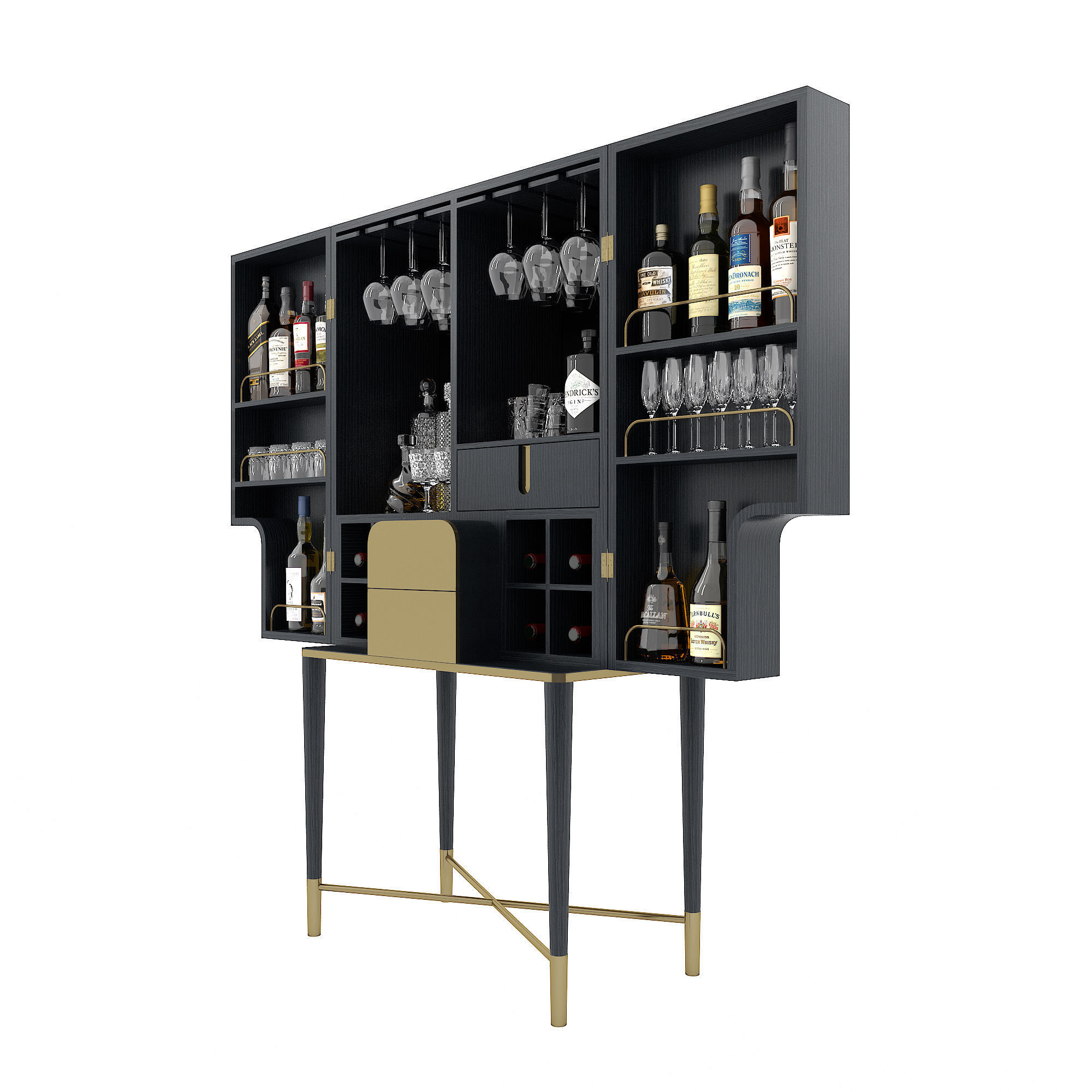 Alcohol display cabinet 3D model_1