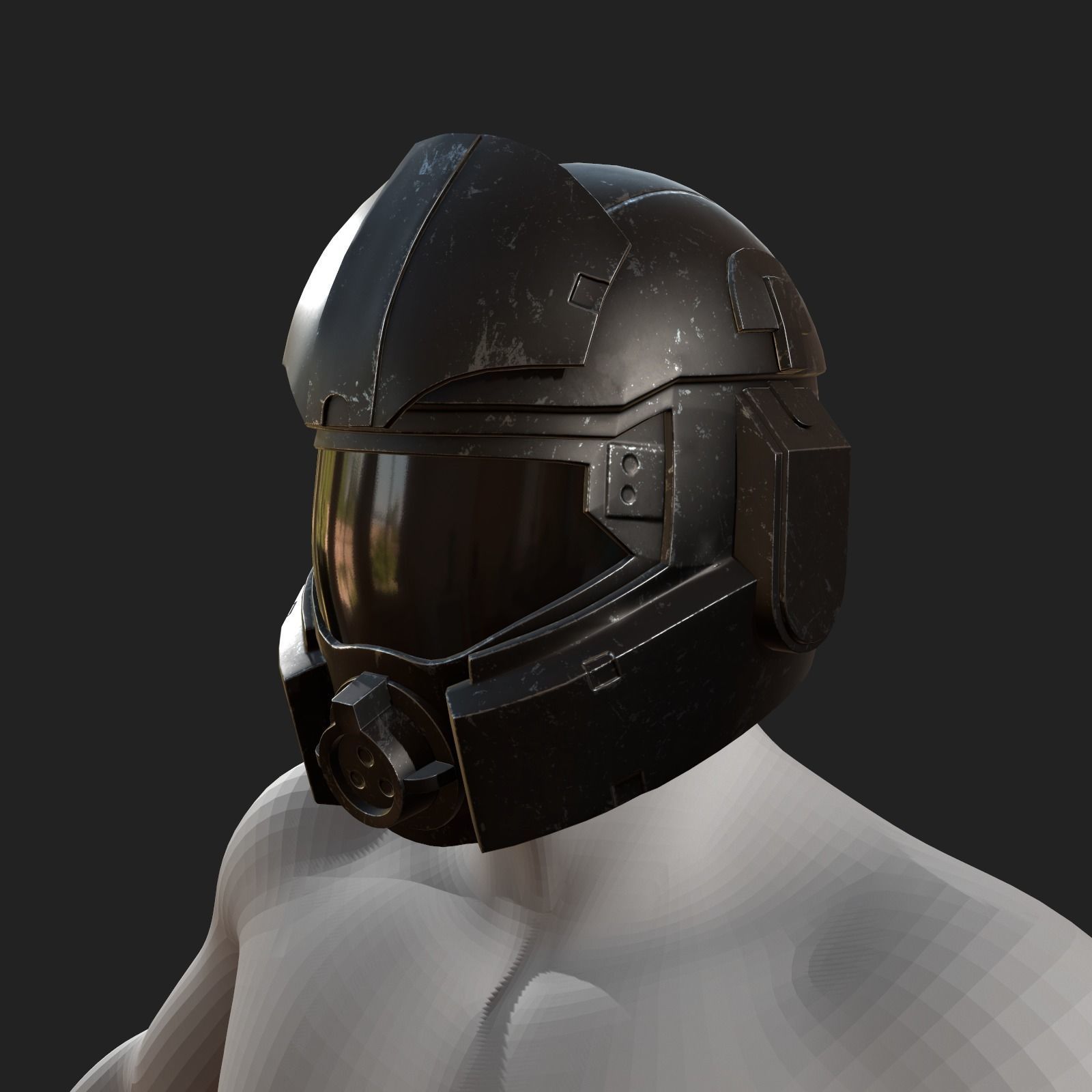 Helmet scifi military combat futuristic technology  fantasy  Low-poly 3D model_4