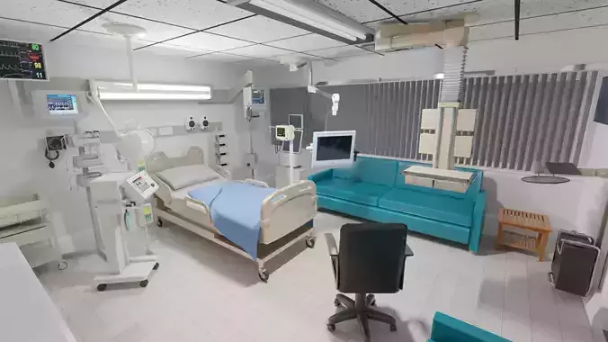 Hospital Recovery Room Low-poly 3D model