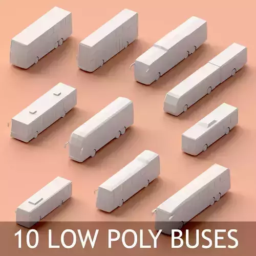 Paper Buses Low-poly 3D model