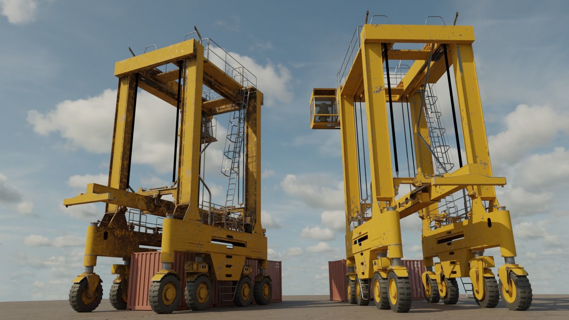 Straddle Crane Low-poly 3D model_6