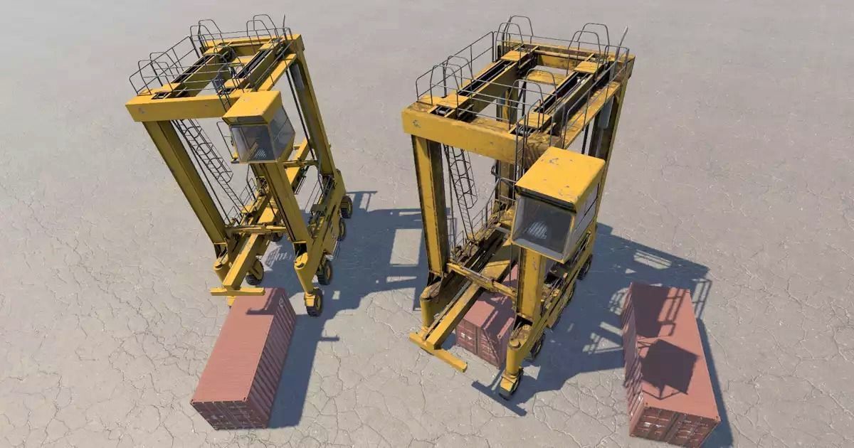 Straddle Crane Low-poly 3D model_8