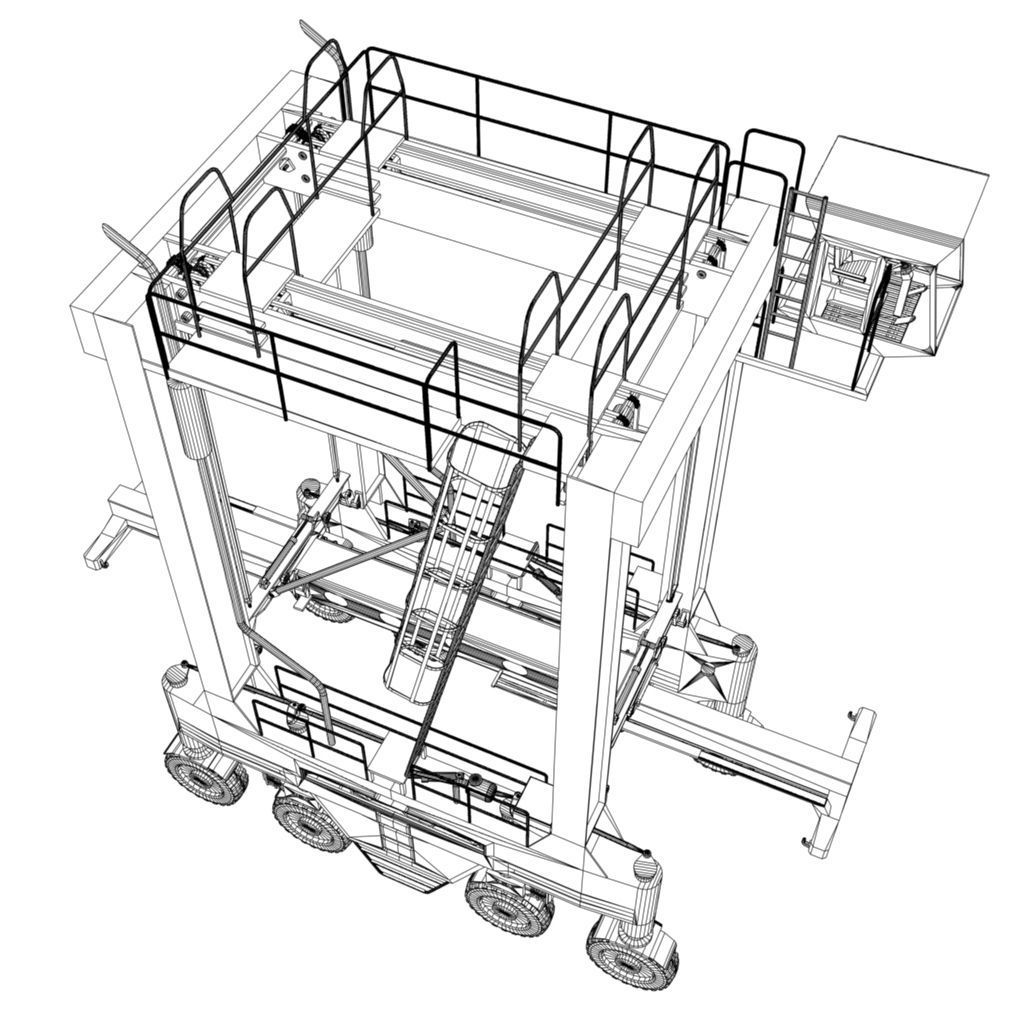 Straddle Crane Low-poly 3D model_11
