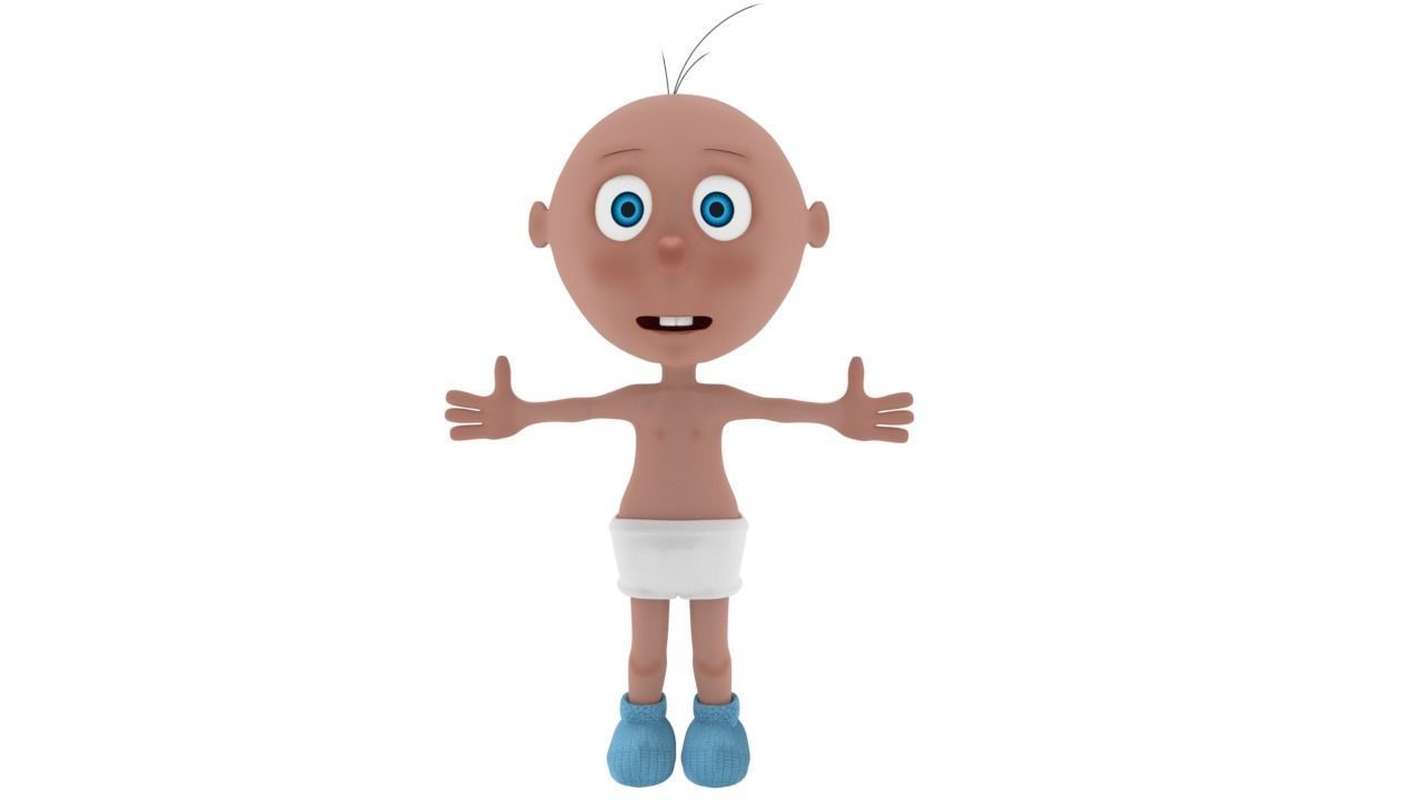 3D Cartoon Baby Rigged Model Low-poly 3D model_1