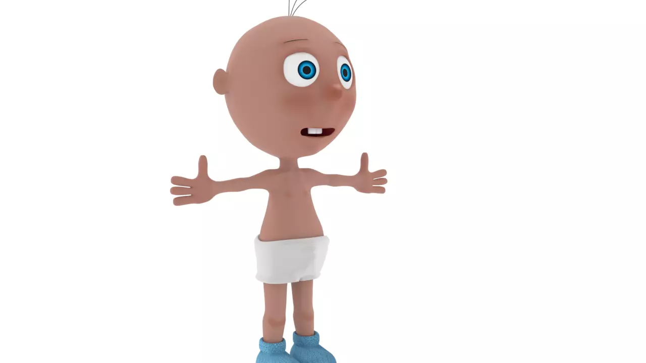 3D Cartoon Baby Rigged Model Low-poly 3D model_0
