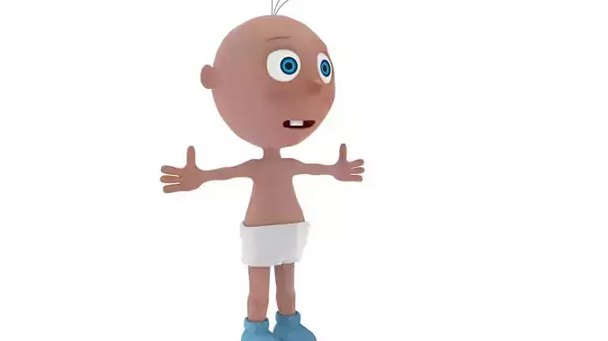 3D Cartoon Baby Rigged Model Low-poly 3D model