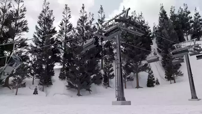 ski lifts Low-poly 3D model