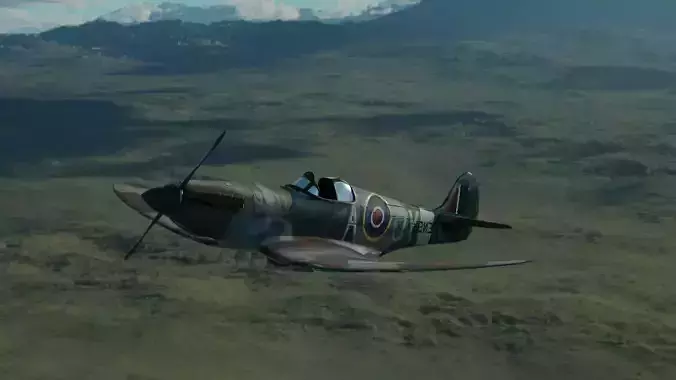 Low poly game ready  supermarine spitfire aircraft from wwii Low-poly 3D model
