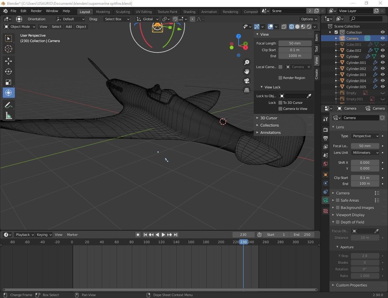 Low poly game ready  supermarine spitfire aircraft from wwii Low-poly 3D model_4