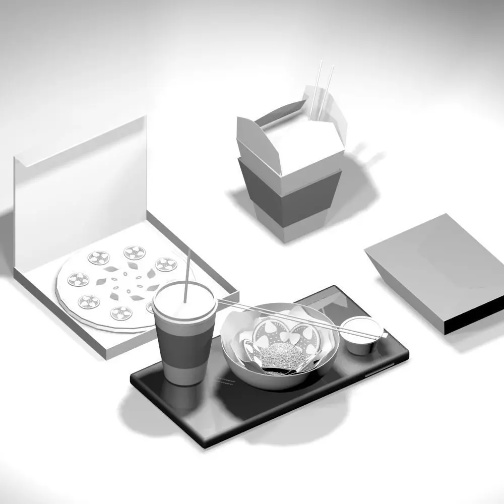 3D Food in ISO view for apps Low-poly 3D model_0