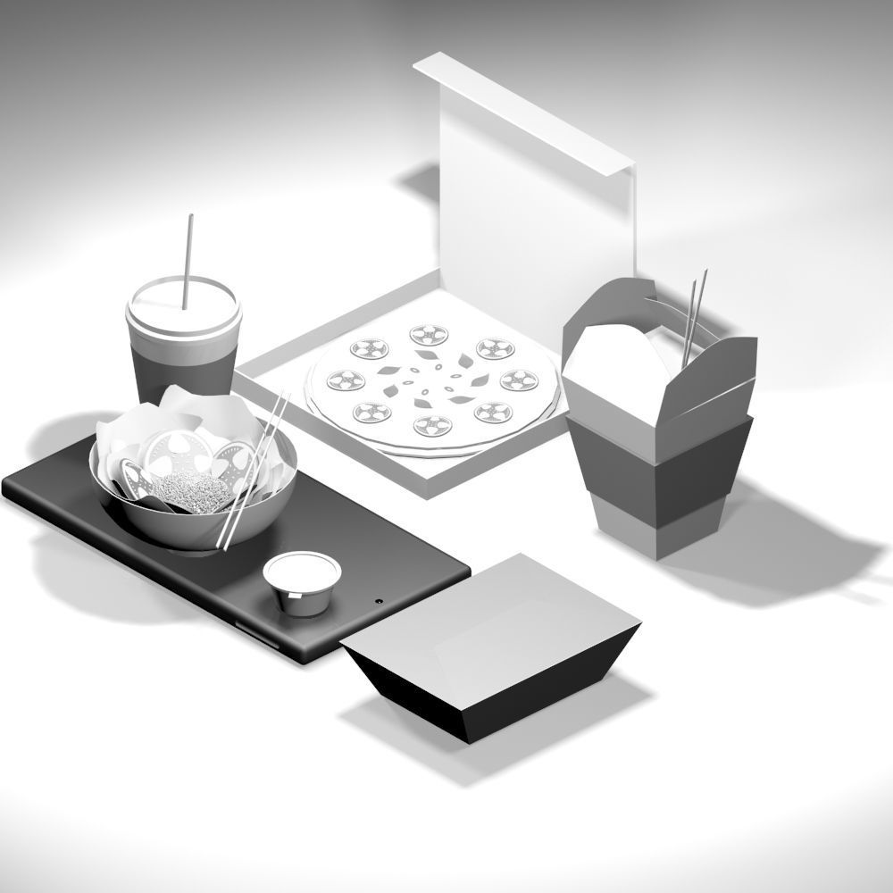 3D Food in ISO view for apps Low-poly 3D model_1