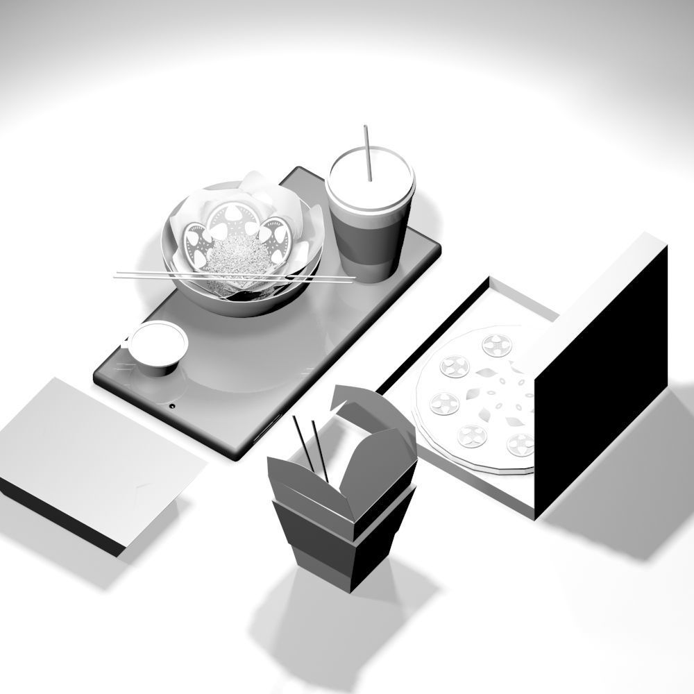 3D Food in ISO view for apps Low-poly 3D model_2