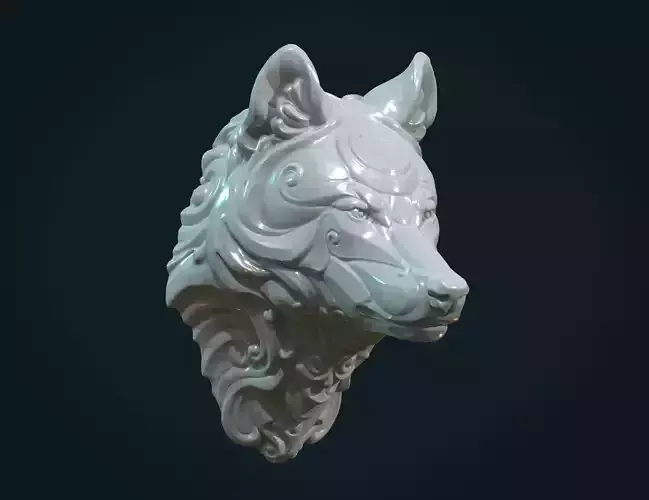 Stylized Wolf head 3D print model