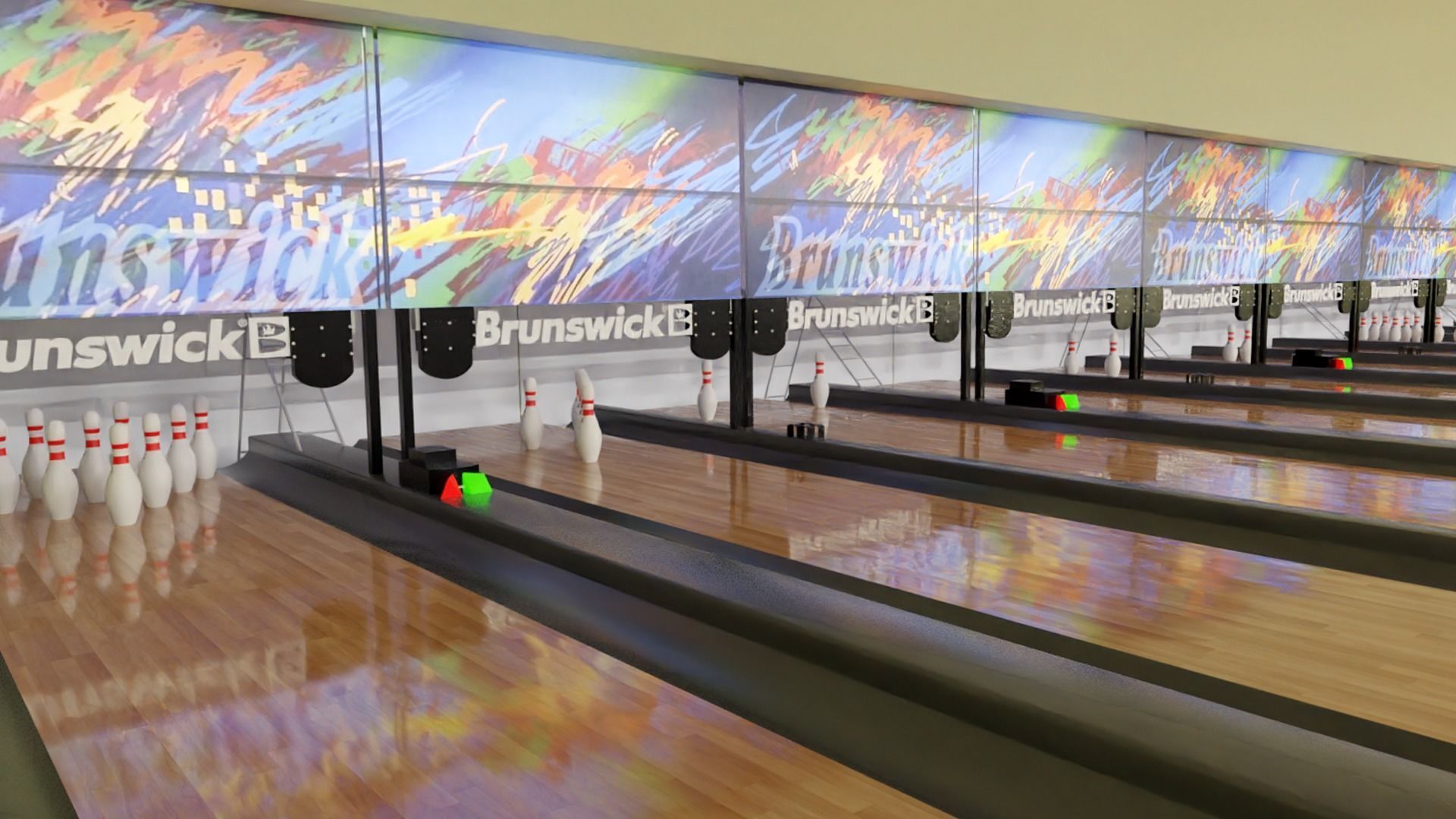 bowling alley Low-poly 3D model_6