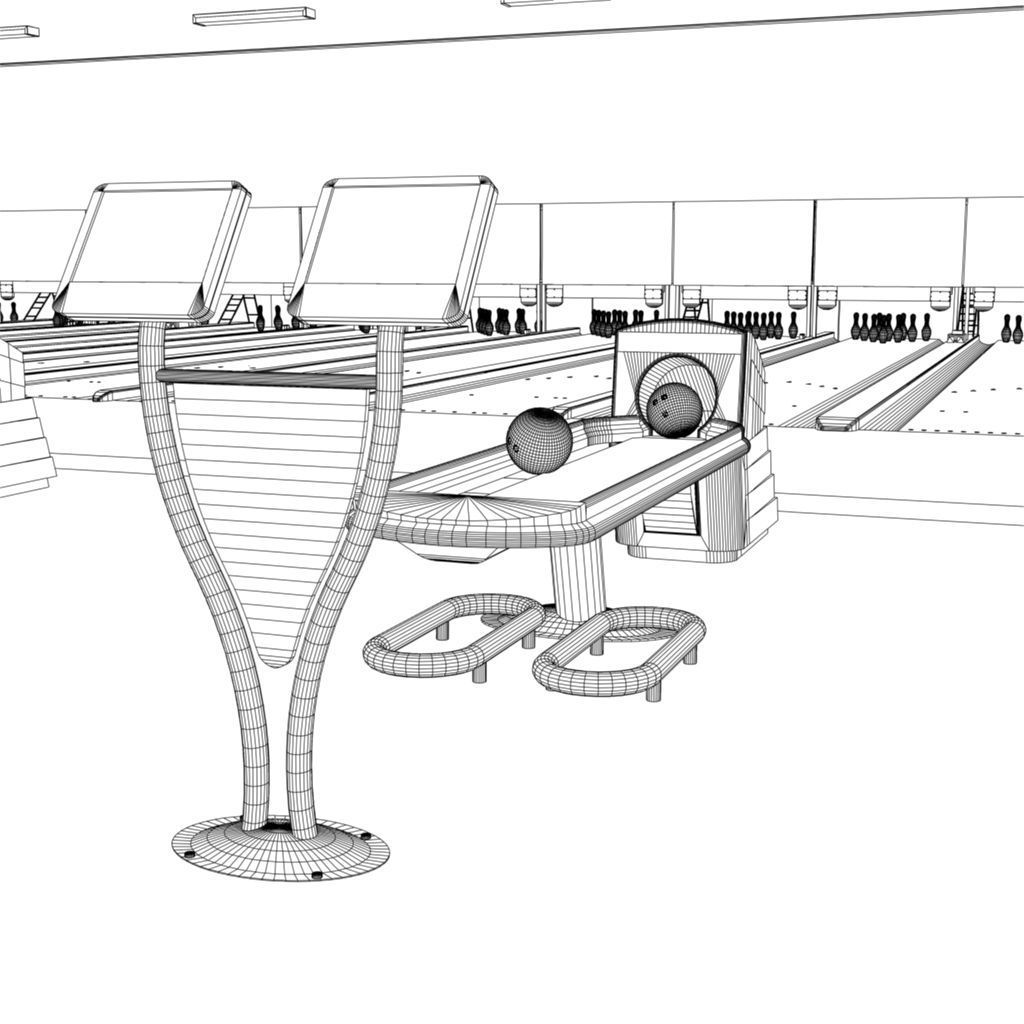 bowling alley Low-poly 3D model_11