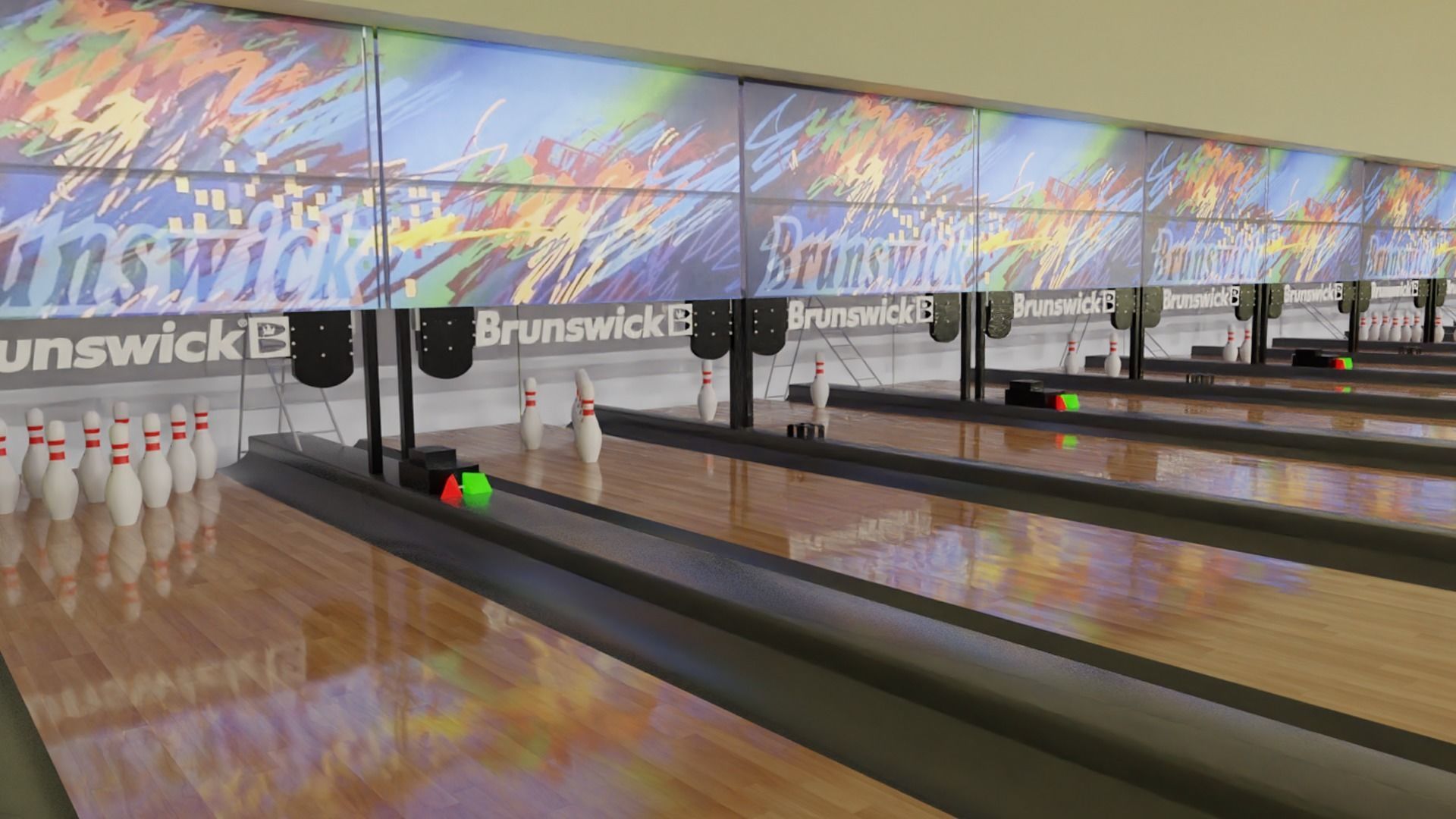 bowling alley Low-poly 3D model_5