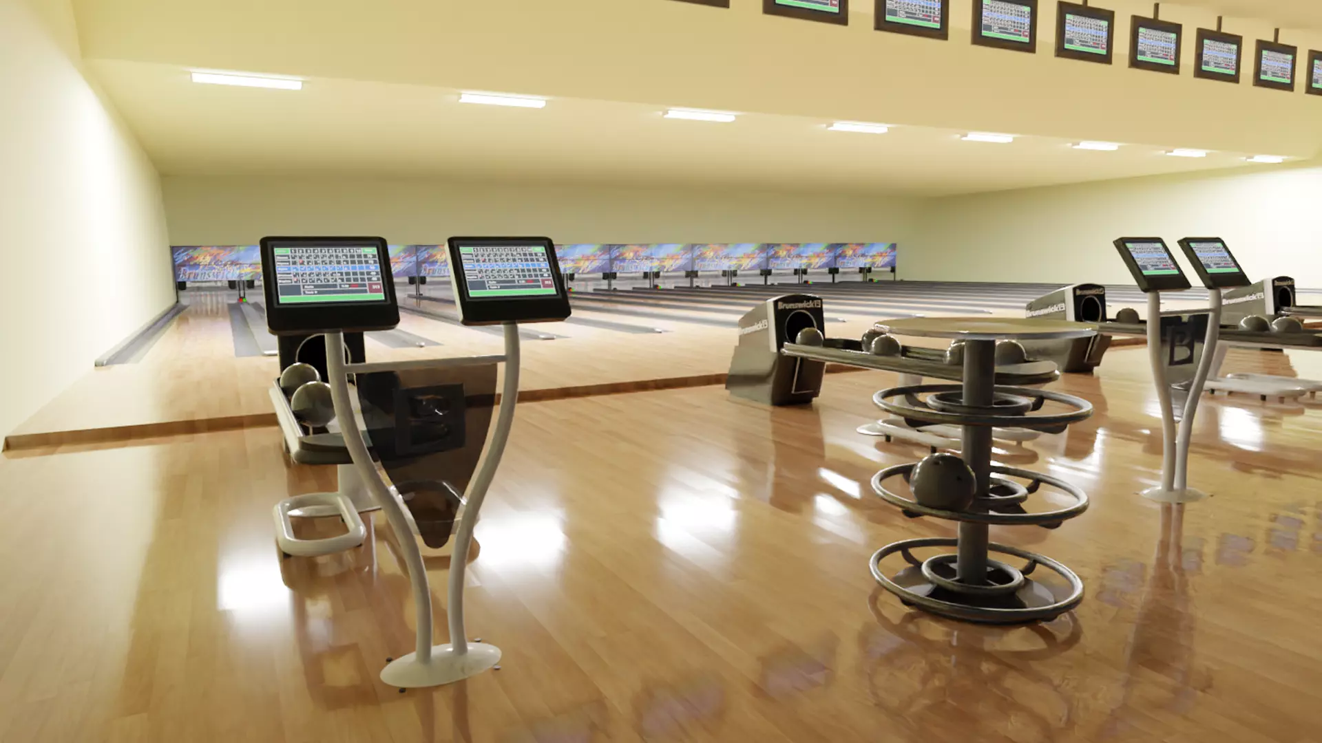 bowling alley Low-poly 3D model_0