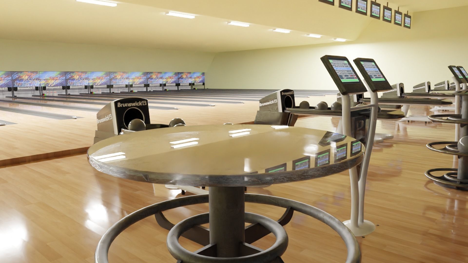 bowling alley Low-poly 3D model_4