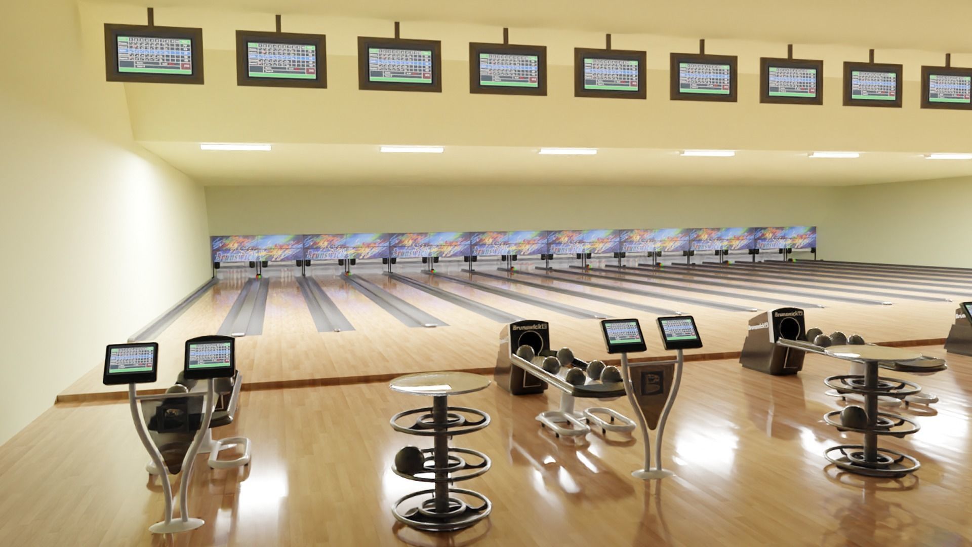 bowling alley Low-poly 3D model_2