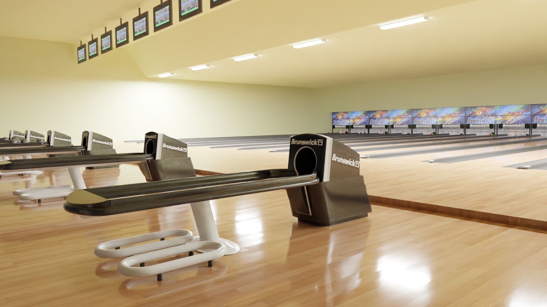 bowling alley Low-poly 3D model_3