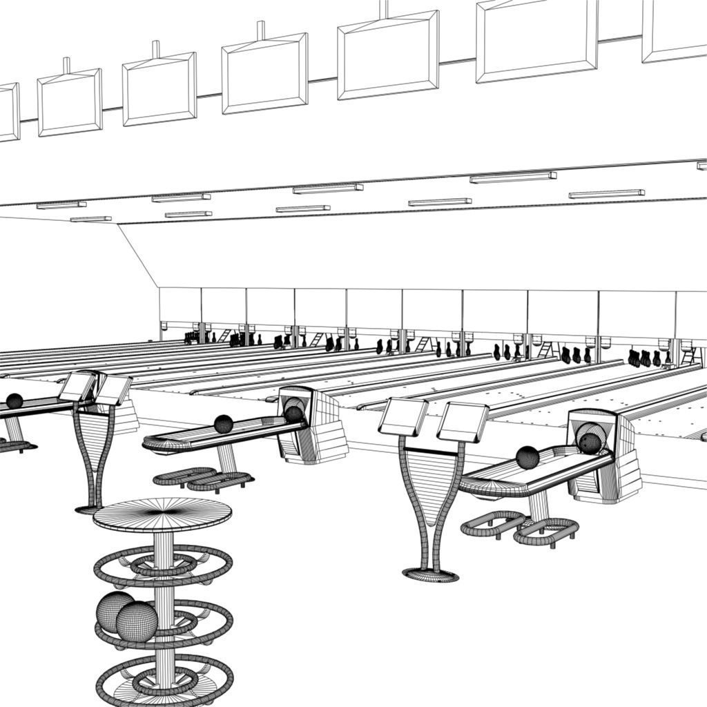 bowling alley Low-poly 3D model_12
