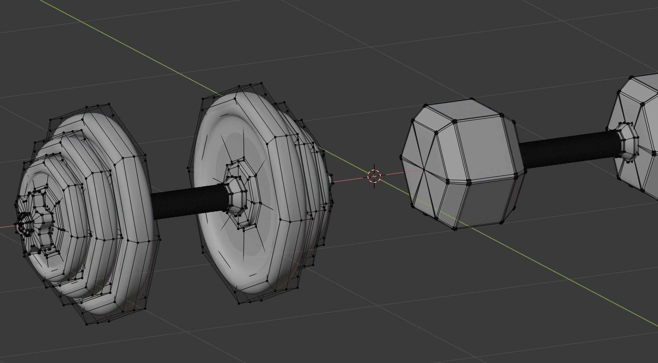 Set of dumbbells for sports 3D model_7