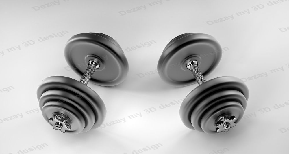 Set of dumbbells for sports 3D model_6