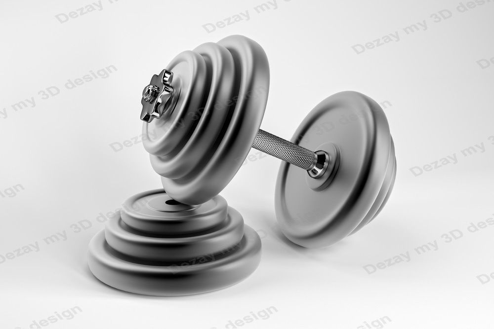 Set of dumbbells for sports 3D model_1