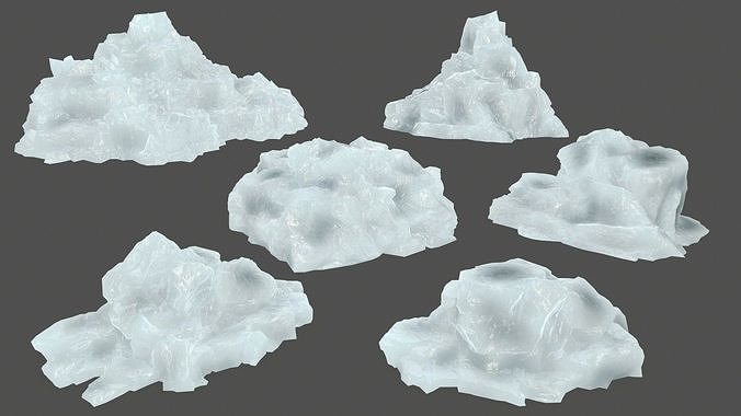 ice set rock Low-poly 3D model