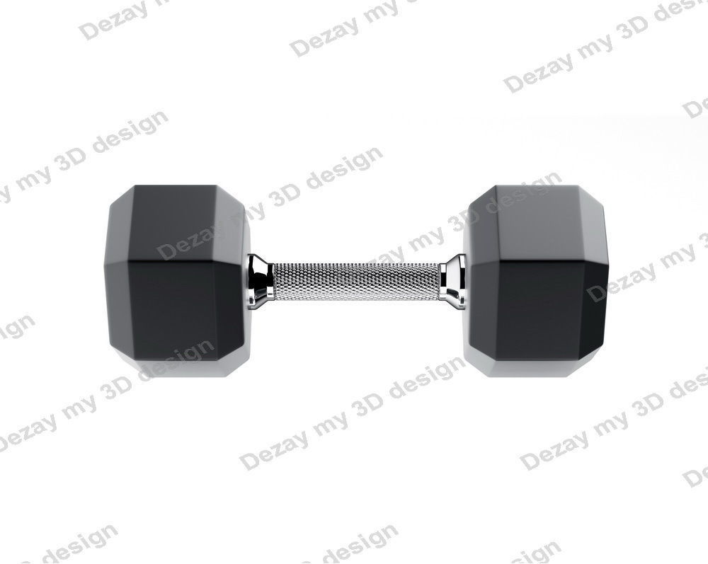 Set of dumbbells for sport on a special black metal stand 3D model_4