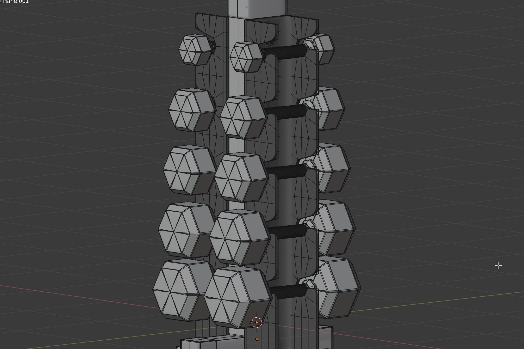 Set of dumbbells for sport on a special black metal stand 3D model_5