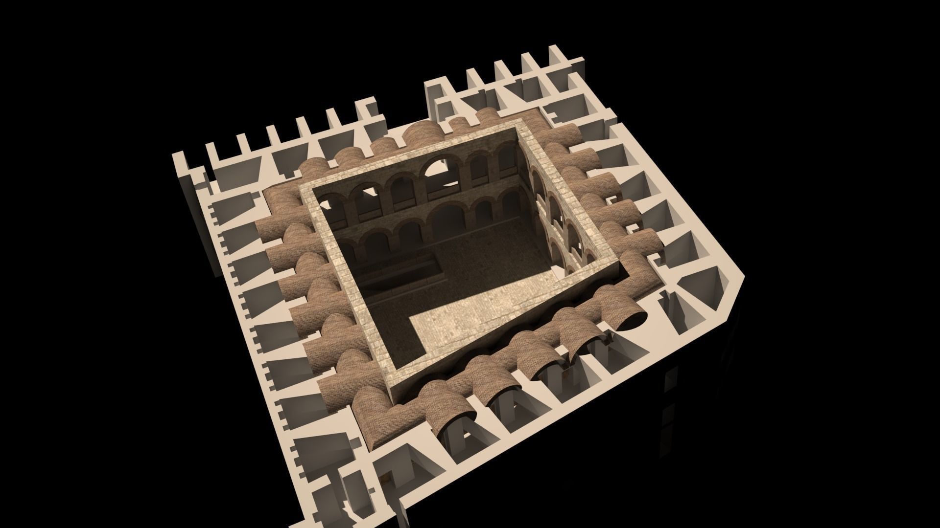 caravanserai room in middle of building 3D model_5