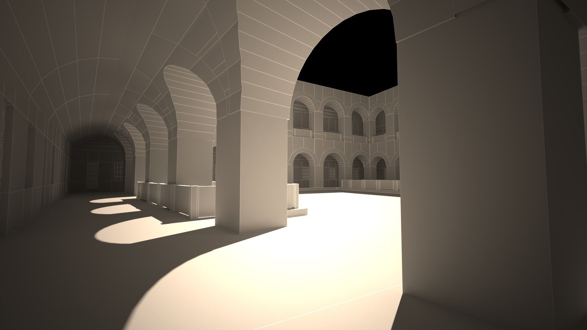 caravanserai room in middle of building 3D model_8