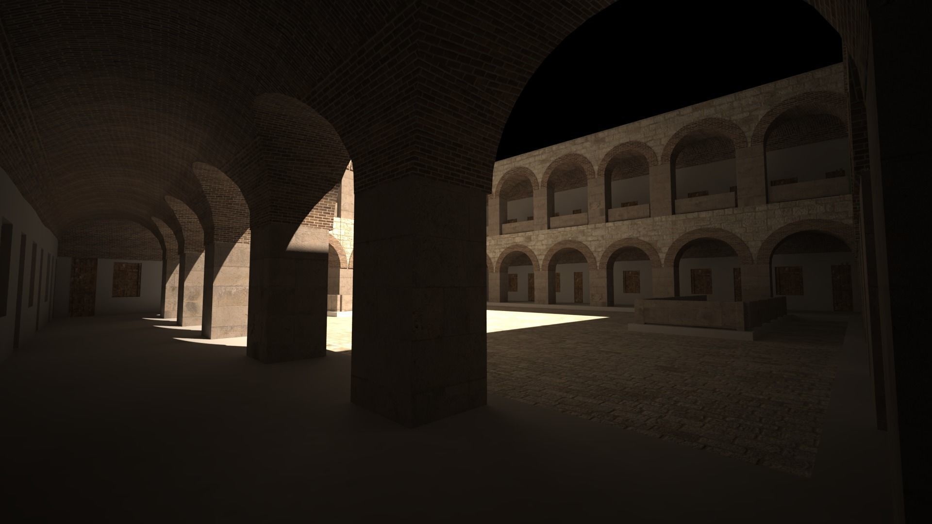 caravanserai room in middle of building 3D model_4