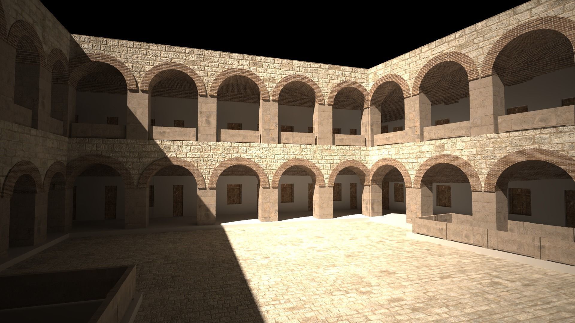 caravanserai room in middle of building 3D model_2