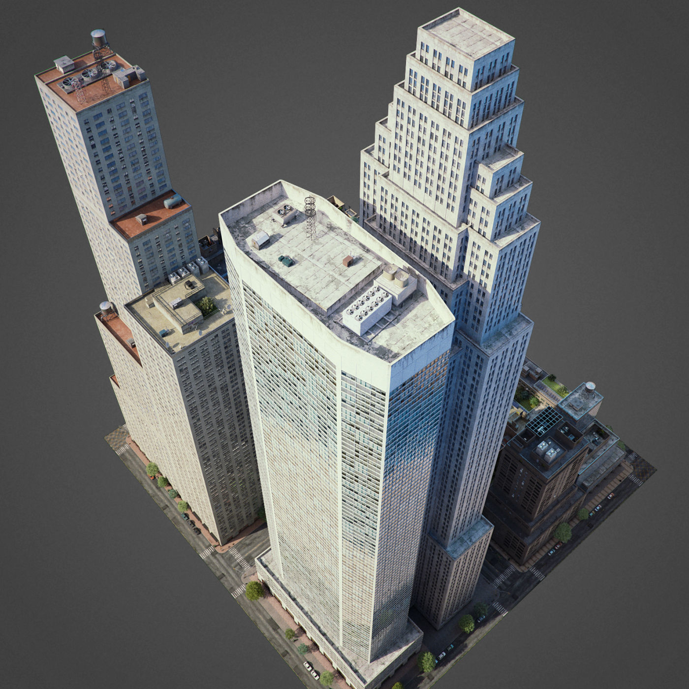 Realistic City District H30-A8 3D model_1