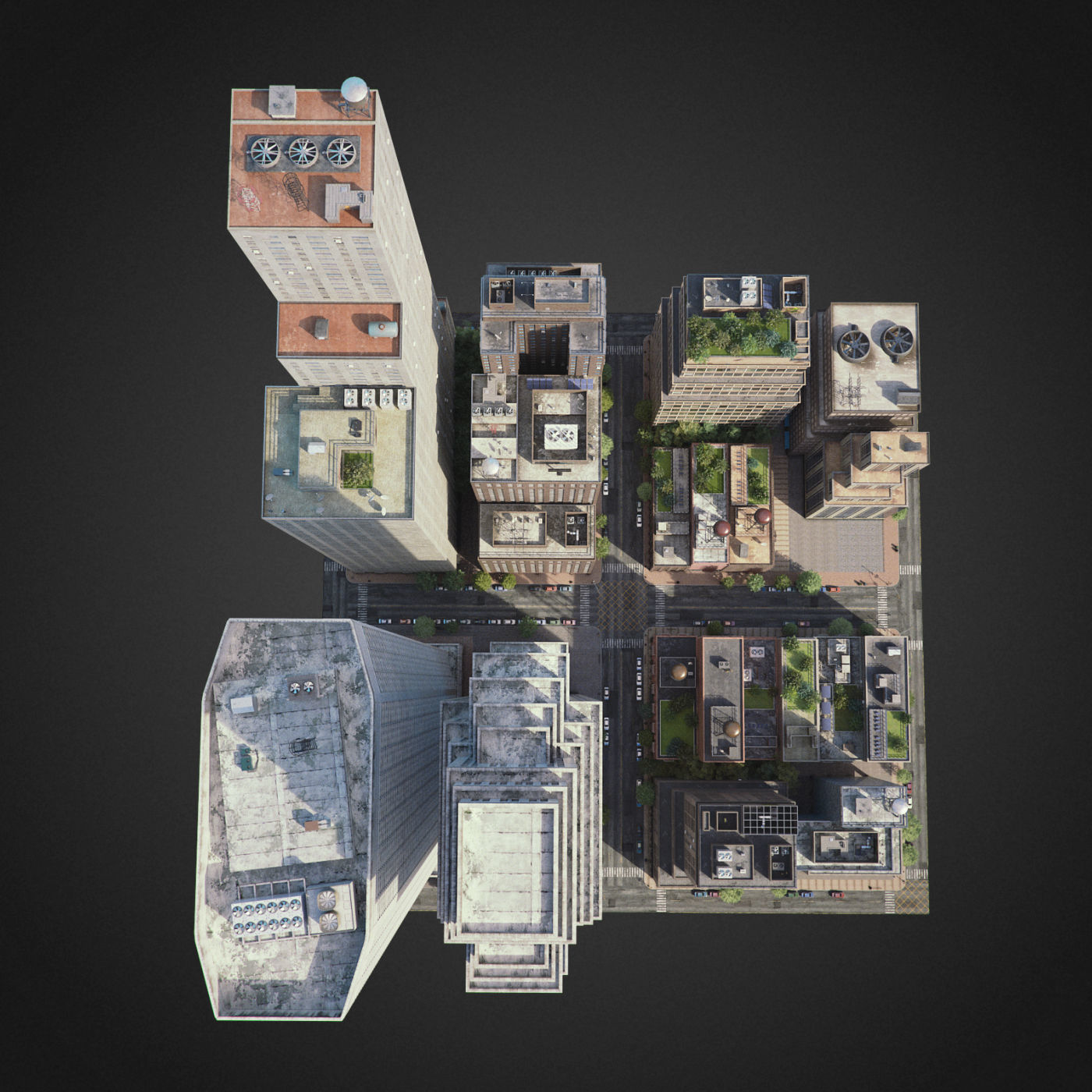 Realistic City District H30-A8 3D model_12