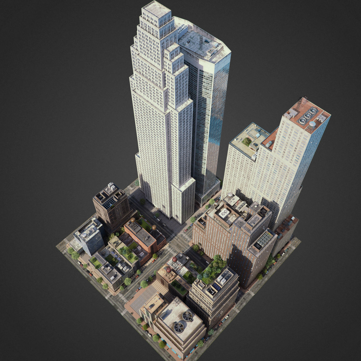 Realistic City District H30-A8 3D model_2