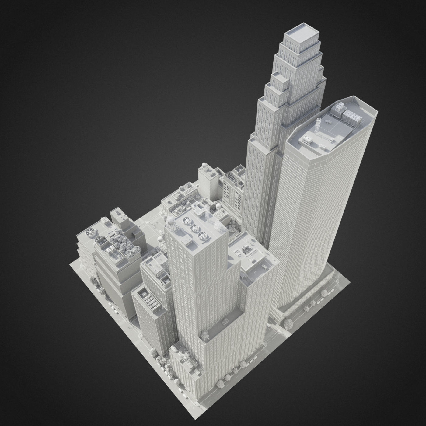 Realistic City District H30-A8 3D model_13