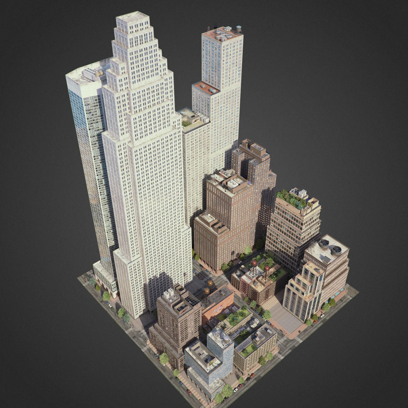 Realistic City District H30-A8 3D model_3