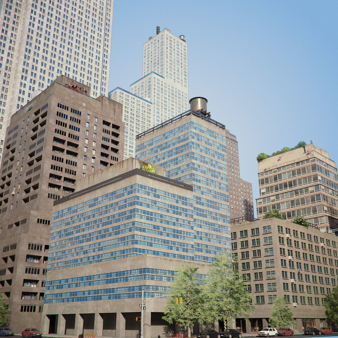 Realistic City District H30-A8 3D model_9