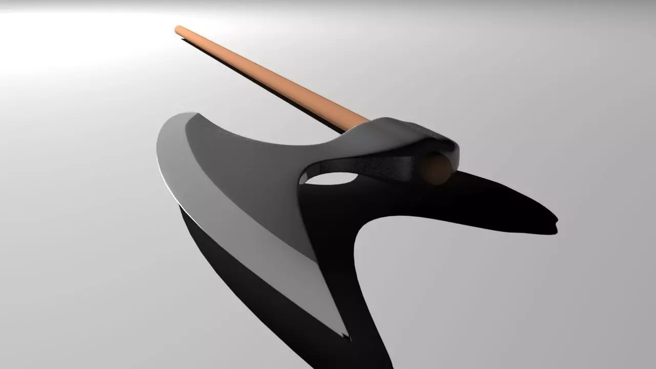 Medieval war axe Free low-poly 3D model_0